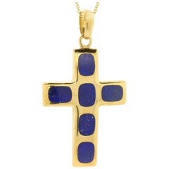 Vintage Lapis Lazuli Gold Cross