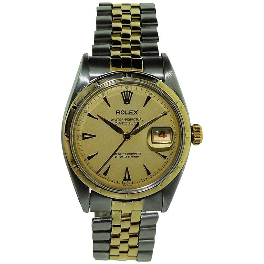 Rolex Yellow Gold Stainless Steel Datejust Perpetual Wind Watch, circa 1953