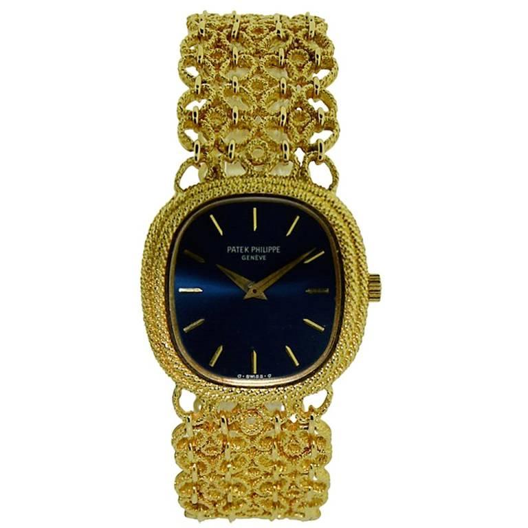 Patek Yellow Gold Ellipse Bracelet Watch circa 1980  