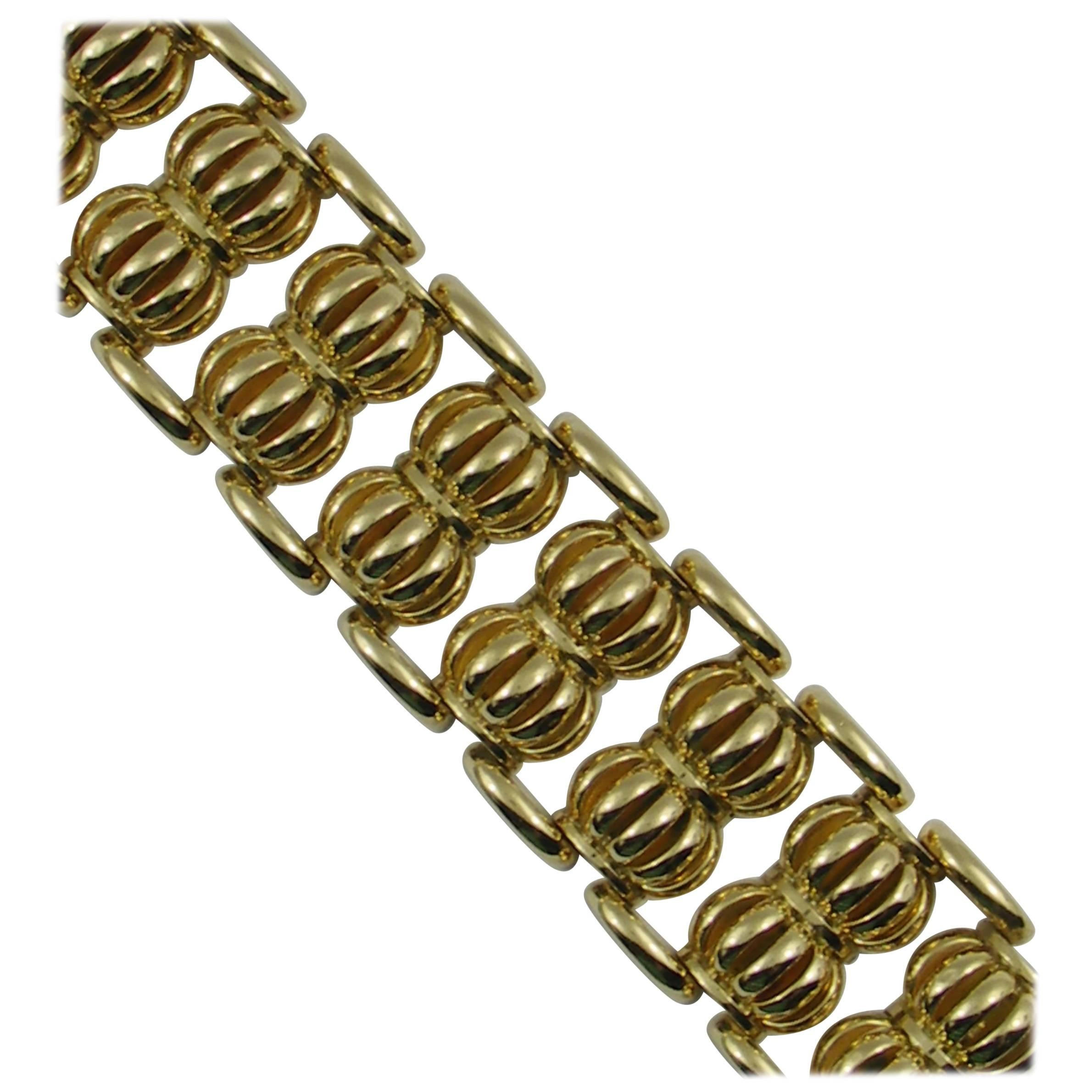 Midcentury Large Gold Bracelet