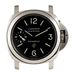 Panerai Stainless Steel Luminor Marina Black Logo Dial Manual Wristwatch