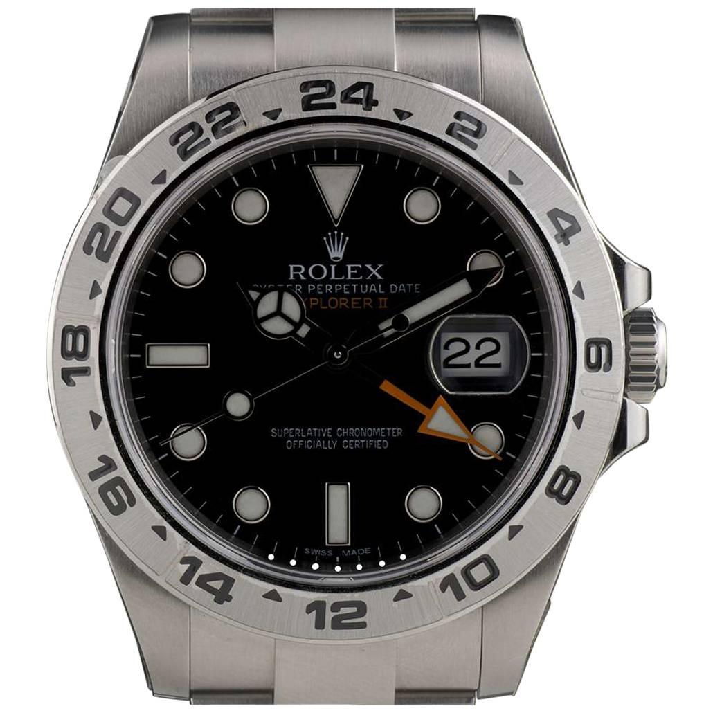 Rolex Stainless Steel Explorer II Black Dial Automatic Wristwatch Ref 216570
