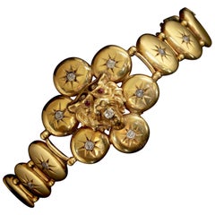 Antique Victorian Gold Diamond Lion Bracelet, circa 1860