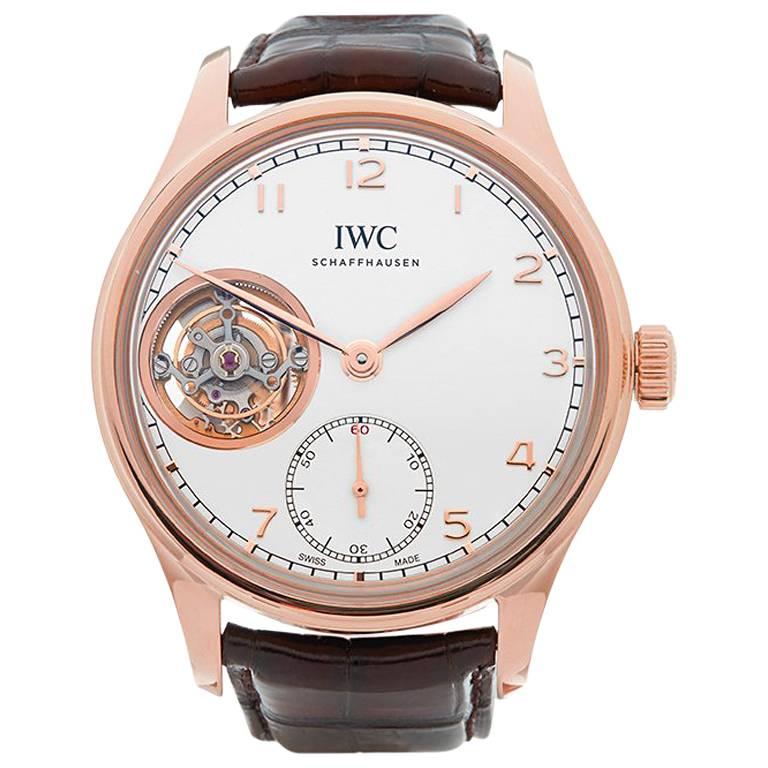IWC Portuguese Tourbillon Rose Gold Mechanical Wind Wristwatch at 1stdibs