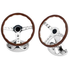 Sterling Silver Vintage Steering Wheel Cufflinks