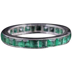 Antique Art Deco Full Emerald Eternity Ring, circa 1920