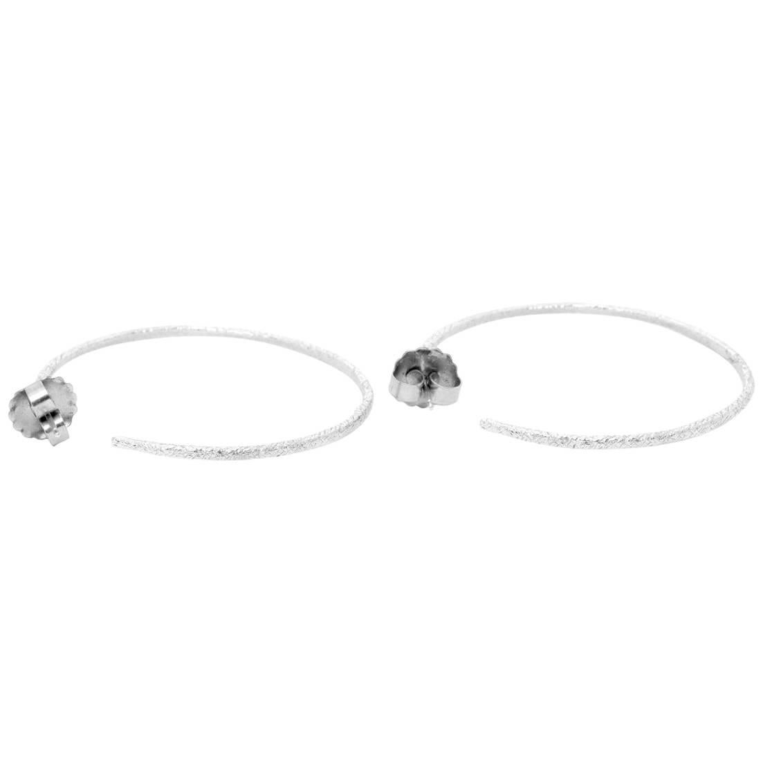 18 Karat White Gold Hammered Earring Hoops