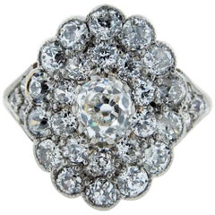 Antique Platinum and 18 Karat Diamond Ring