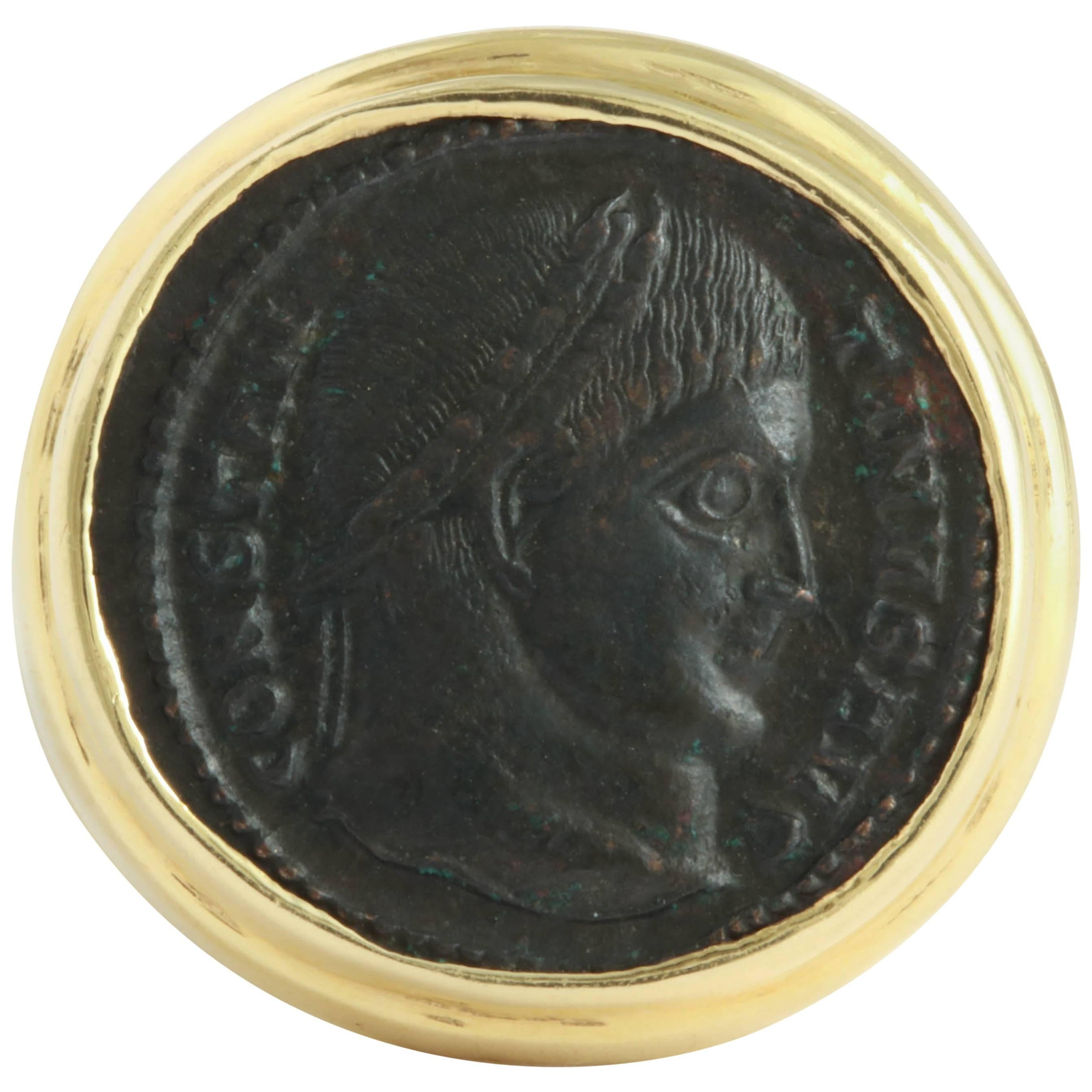 Bronze Head of Constantine 1, Mounted as a Ring