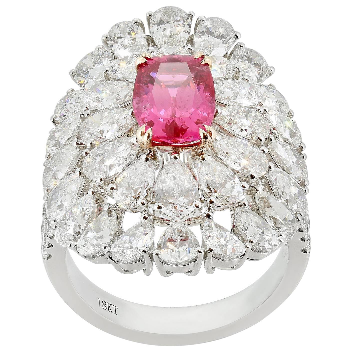 2.20 Carat Pink Spinel Diamond Cocktail Ring For Sale