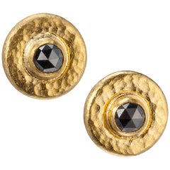 Gurhan “Droplet” Black Diamond Earrings in 24 Karat Yellow Gold