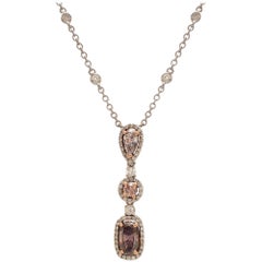 Pink Diamond Drop Necklace in 18 Karat White Gold