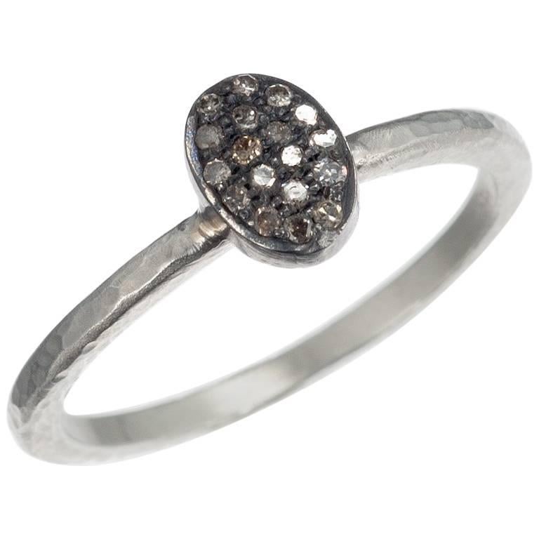 Gurhan Diamond Stacking Ring in White and Oxidized Sterling Silver