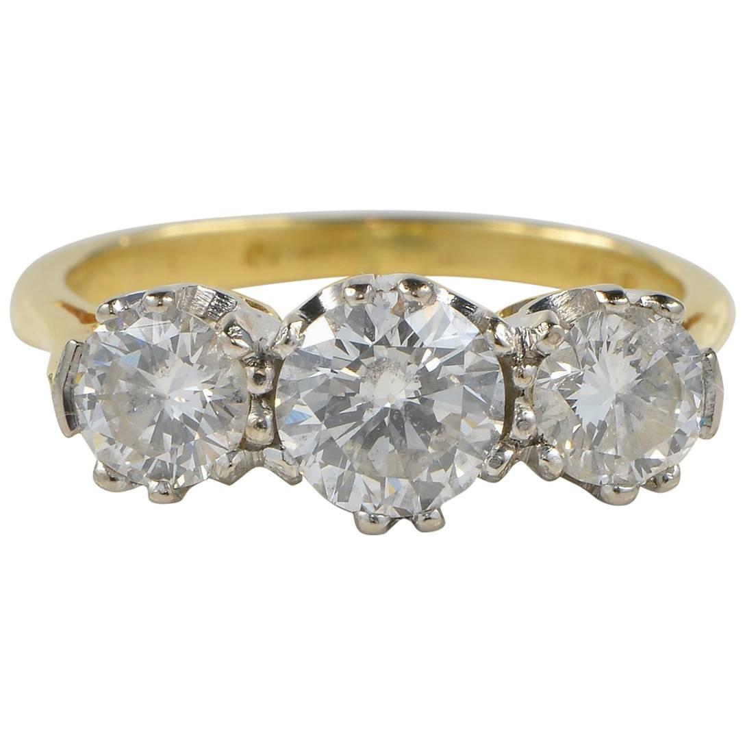 Art Deco 1.30 Carat Diamond Trilogy Ring For Sale