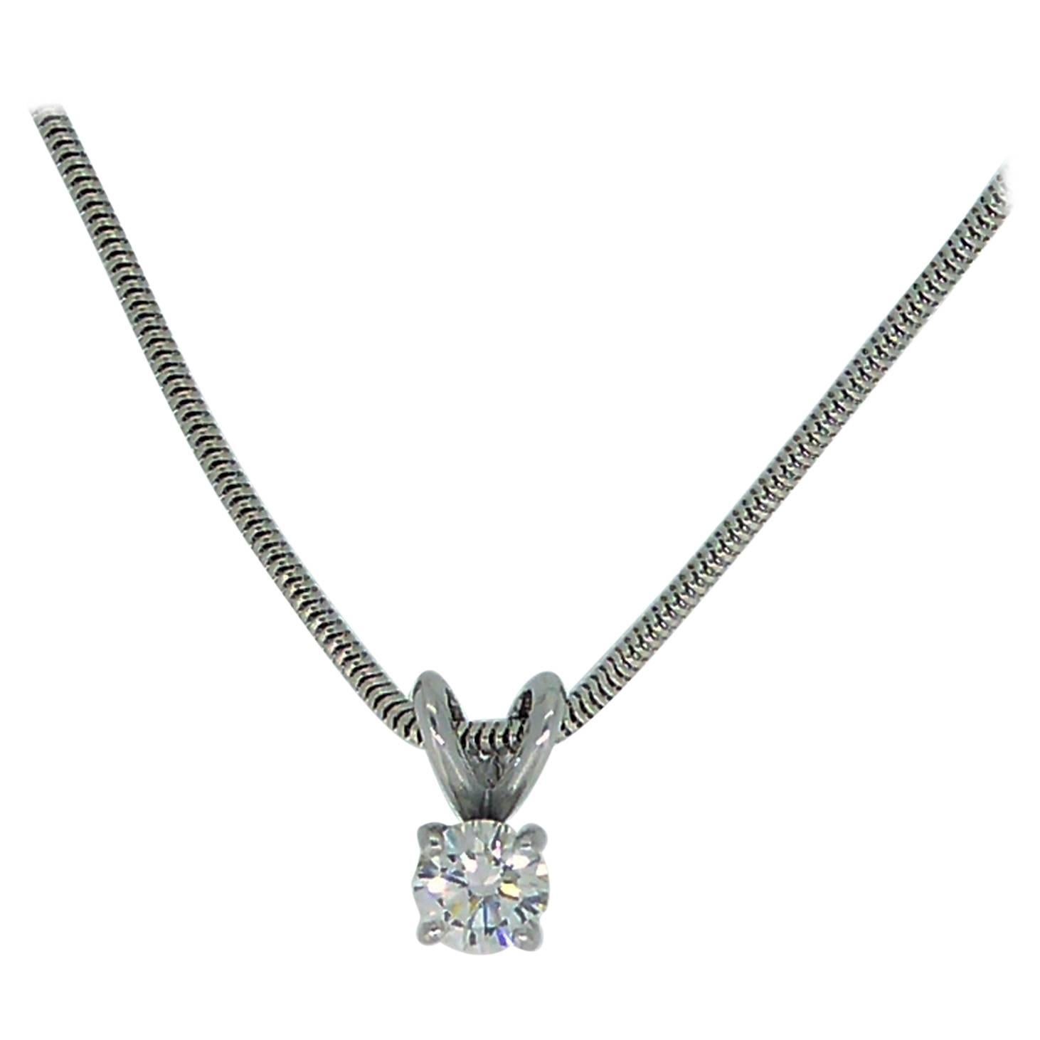 Vintage 0.65 Carat Diamond Solitaire Necklace with 18 Carat White Gold Chain