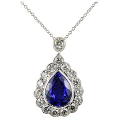 4.80 Carat Royal Tanzanite 2.30 Carat Diamond Pendant Necklace