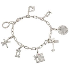 Cartier White Gold Diamond Charm Bracelet