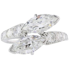 Platinum Marquise Diamonds 2.65 Carat by Pass Ring