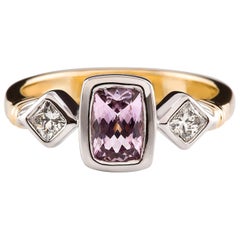 Kian Design 18 Carat Two-Tone Cushion Cut Pink Sapphire and Diamond Ring