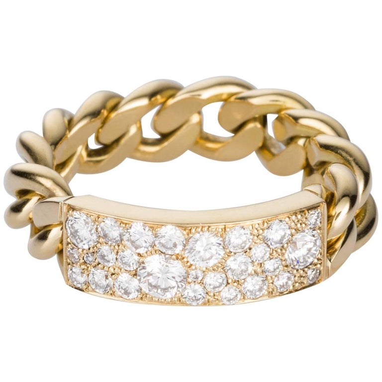 Christian Dior 18 Karat Yellow Gold and Diamond Chain Ring For Sale at  1stDibs | dior chain ring, christian dior ring, christian dior rings
