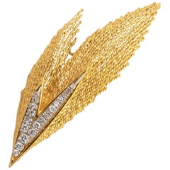 Hammerman Brothers Gold Diamond V Shaped Brooch
