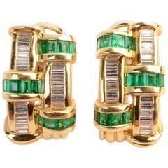 Charles Krypell Emerald Diamond Earrings