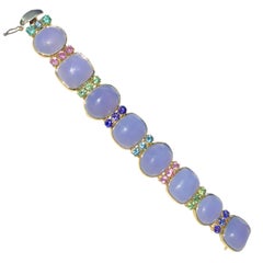 Blue Chalcedony Bracelet with Gem Stones