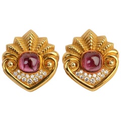 Vintage SeidenGang Gold Rubelite Earrings