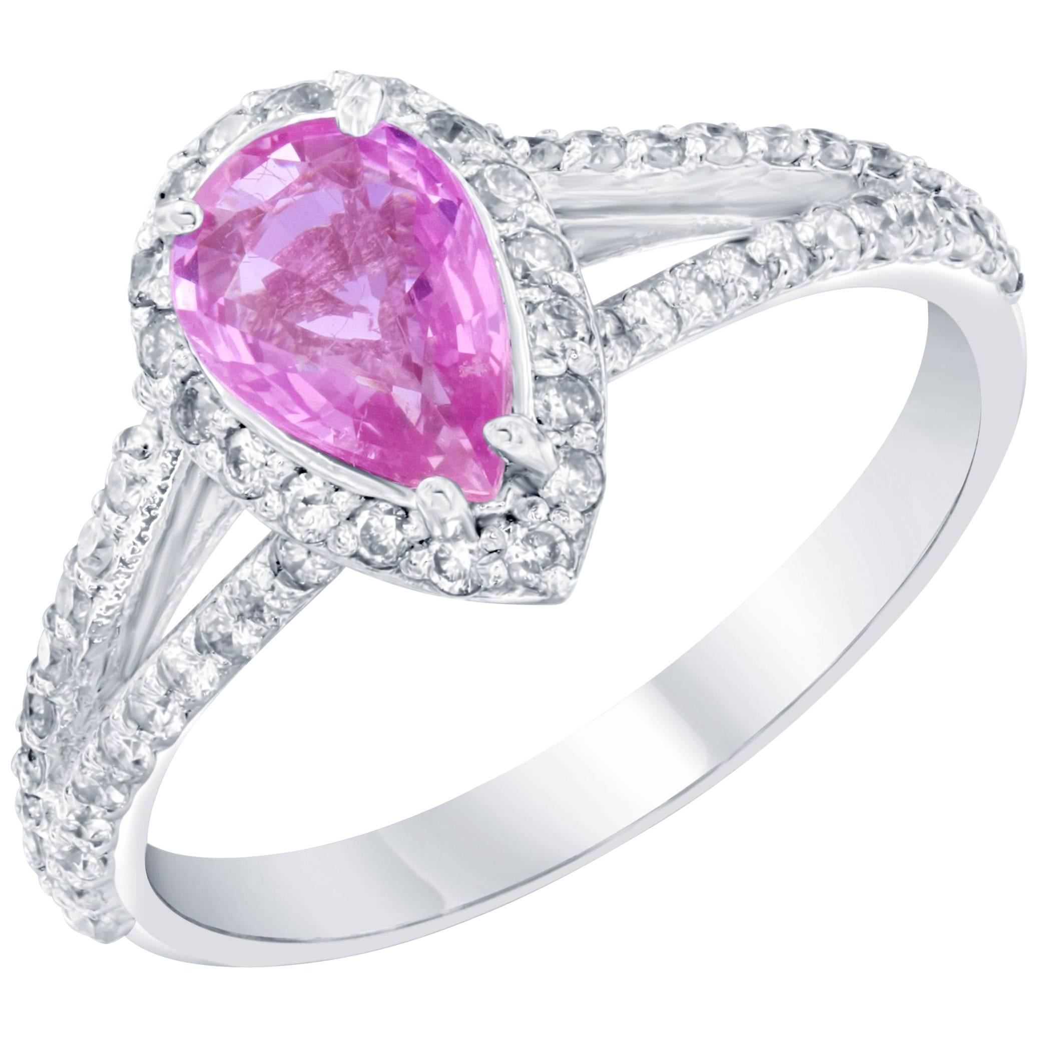 1.61 Carat Pink Sapphire Diamond Ring