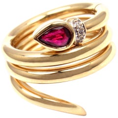 Ponte Vecchio Rubin-Diamant-Puzzle Stapelung Schlange Gelbgold Band Ring