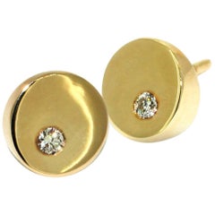 Lizunova Geometric Diamond Stud Earrings in Yellow Gold