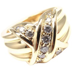 Tiffany & Co. Diamond X Wide Yellow Gold Band Ring