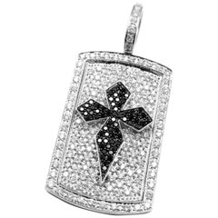 Black White Diamond Cross White Gold Charm Pendant from Estate of Jackie Collins