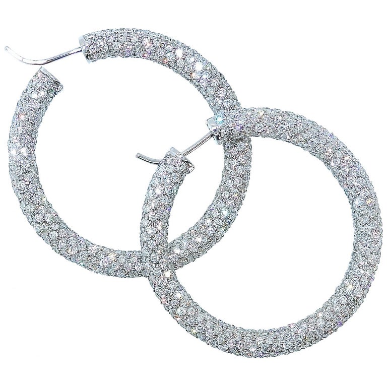 Fine Diamond large Hoop Earrings, Pierre/Famille at 1stDibs