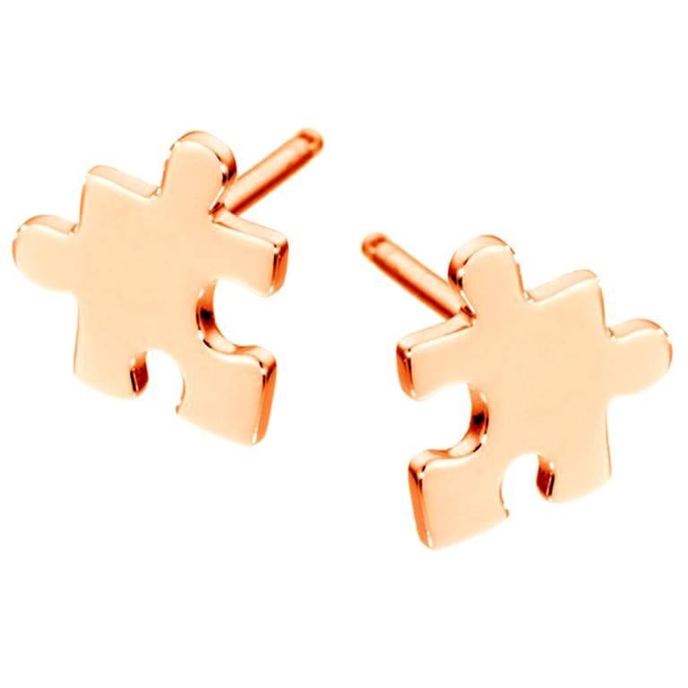 Akillis Mini Puzzle Earrings 18 Karat Rose Gold For Sale