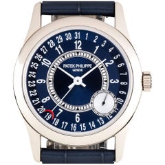 Patek Philippe White Gold Calatrava Blue Dial Automatic Wristwatch Ref 6000G