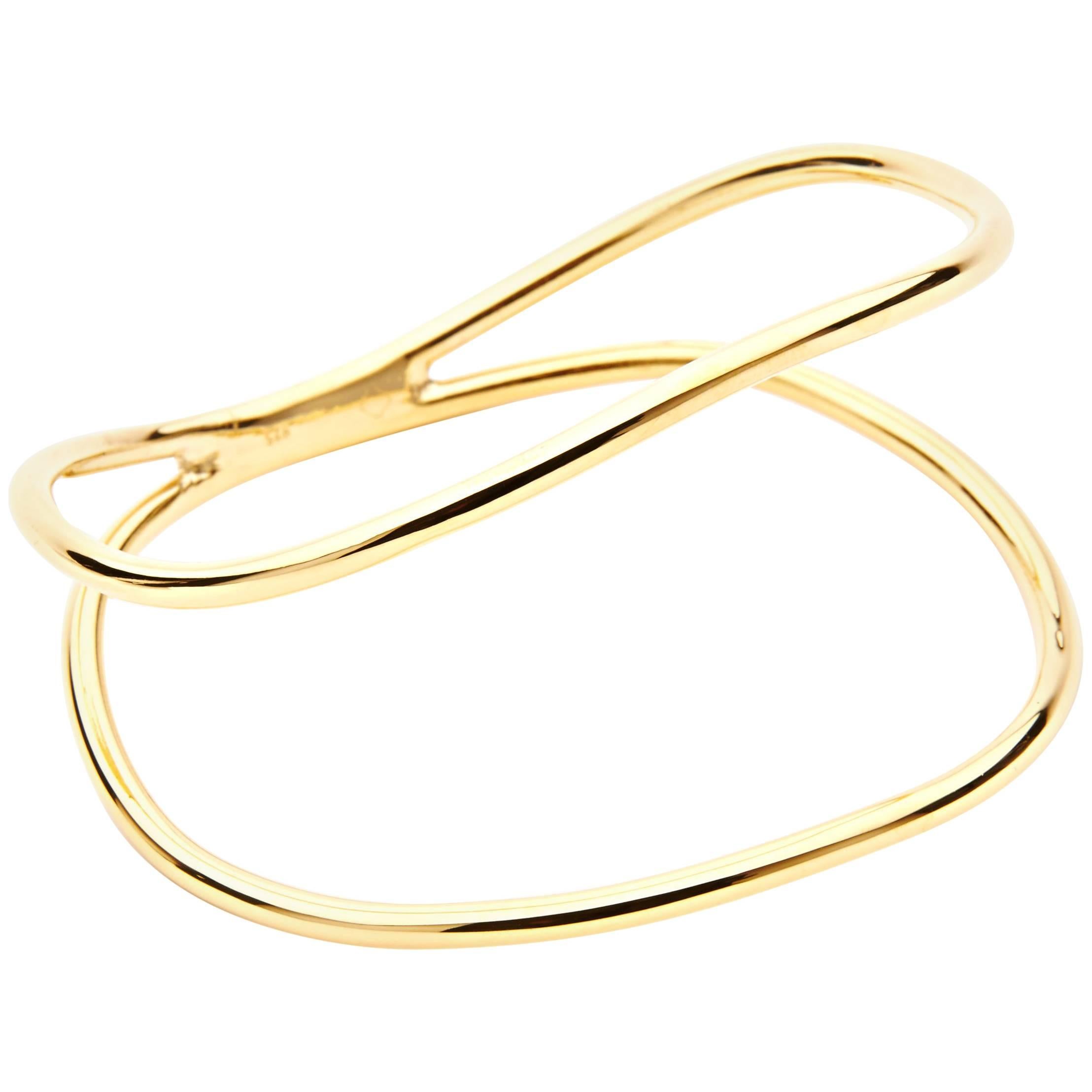 MAVIADA's Double Curved Bracelet 18 Karat Gold Vermeil Stylish Modern Bracelet