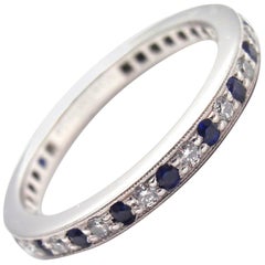 Tiffany & Co. Legacy Diamond Sapphire Platinum Band Ring