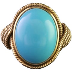 Antique Victorian Large Turquoise Gold Ring, circa 1900