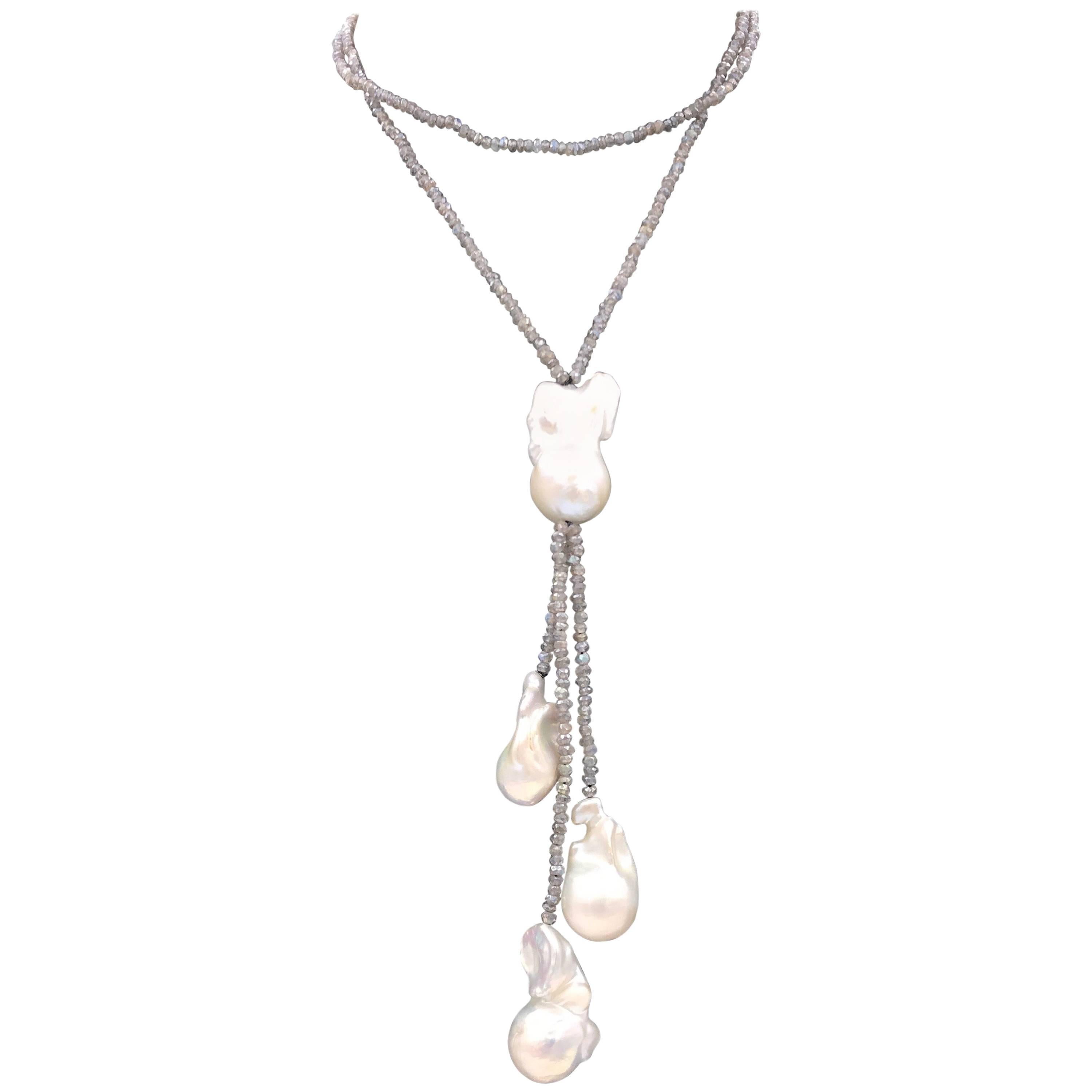 Labradorite and Baroque Pearl Necklace