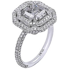 Bague de fiançailles en platine certifiée GIA, 3,01 carats, taille Asscher