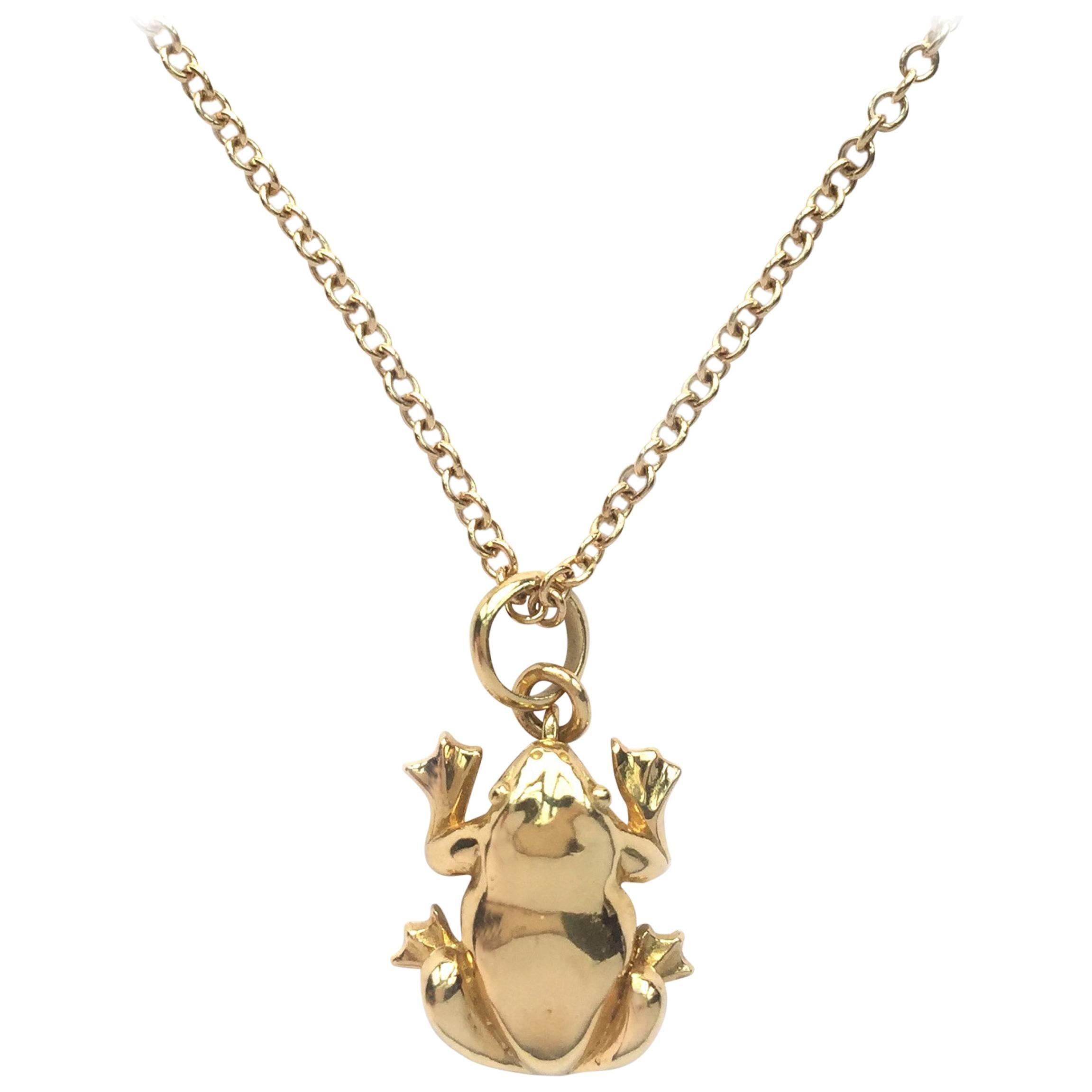 Julius Cohen Gold Frog Charm Necklace