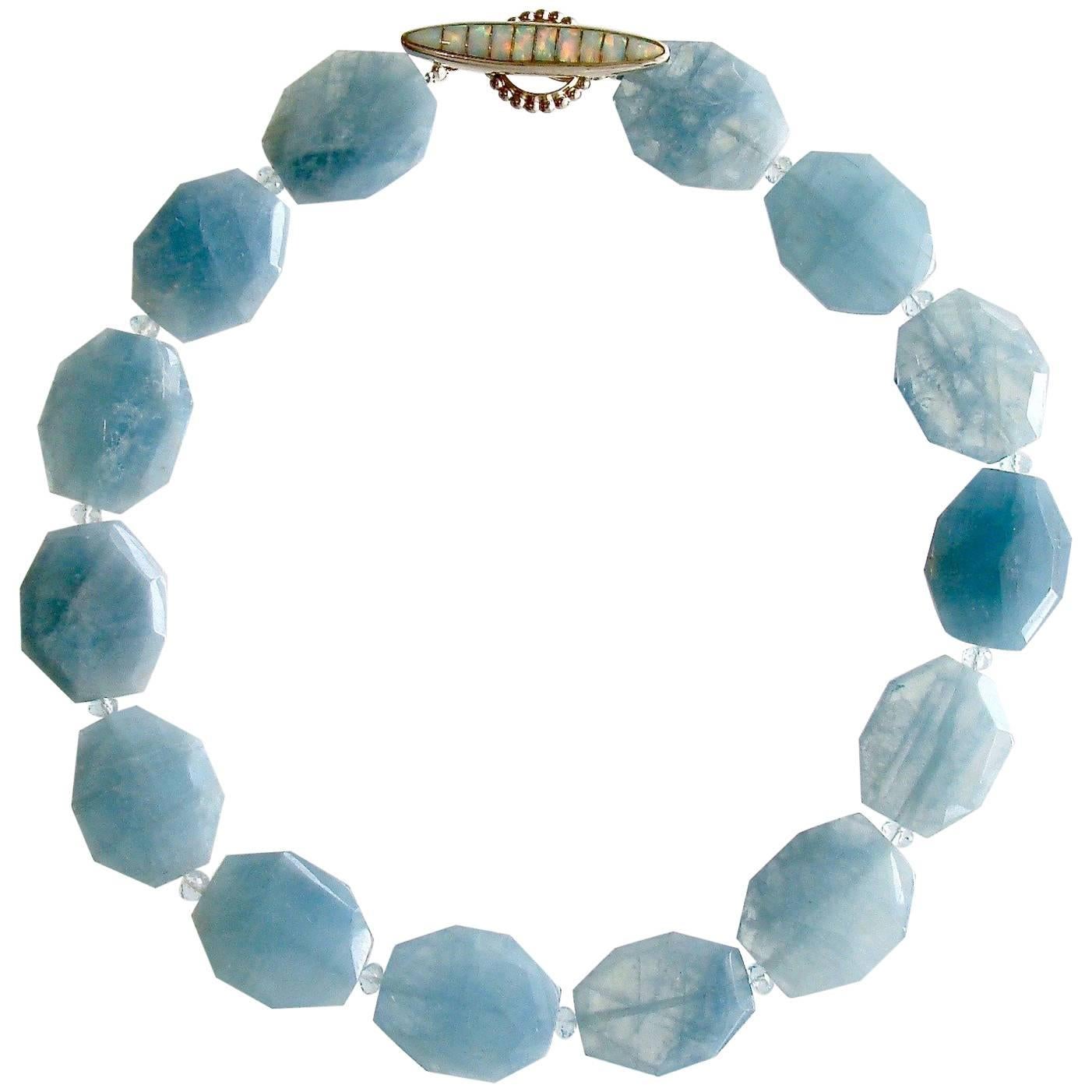 Faceted Aquamarine Nuggets Choker Necklace