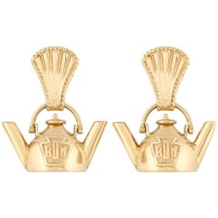 Gold Teapot Earrings by Cartier