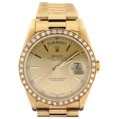 Rolex Yellow Gold Diamond Bezel Double Quick Day Date President Wristwatch