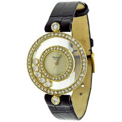 Chopard Ladies Yellow Gold Happy Diamonds Quartz Wristwatch