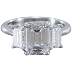 2.28 Carat Diamond Emerald Cut E/VVS Platinum Engagement Ring