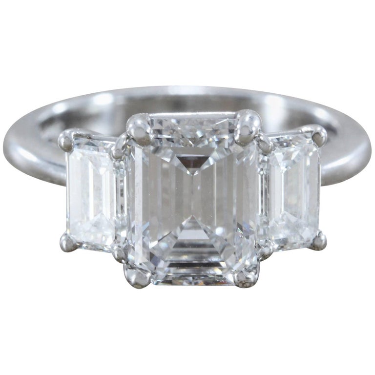 2.28 Carat Diamond Emerald Cut E/VVS Platinum Engagement Ring at