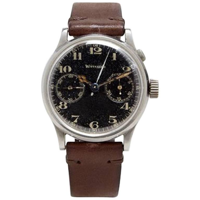 Wittnauer stainless steel Single Button Chronograph Wristwatch For Sale