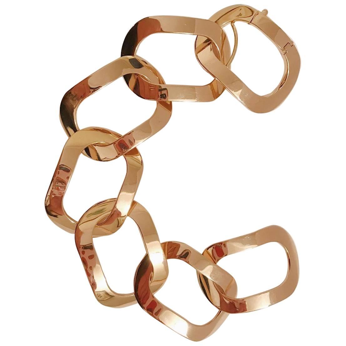 18 Karat Rose Gold Oval Link Bracelet